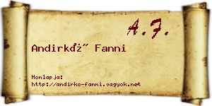 Andirkó Fanni névjegykártya